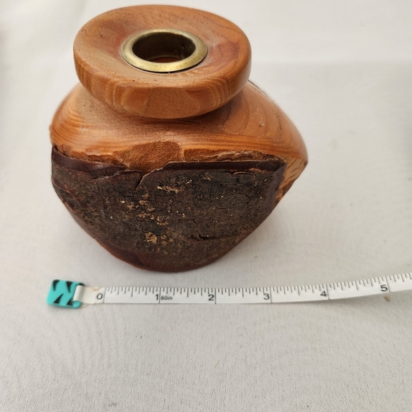 Wood turned Candlestick Holder. Rustic, handmade. - Picture 2 of 7